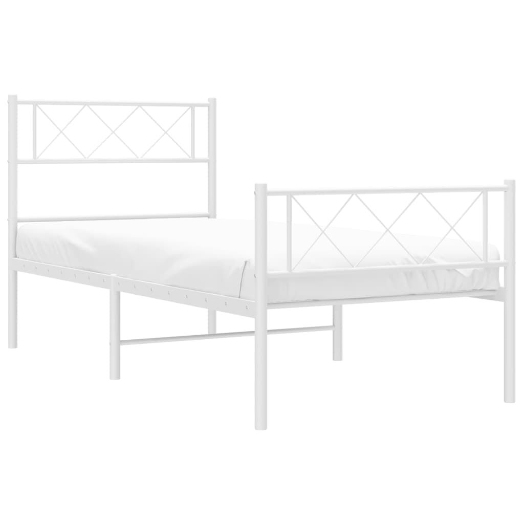 Metal Bed Frame without Mattress with Footboard White 90x190 cm Price