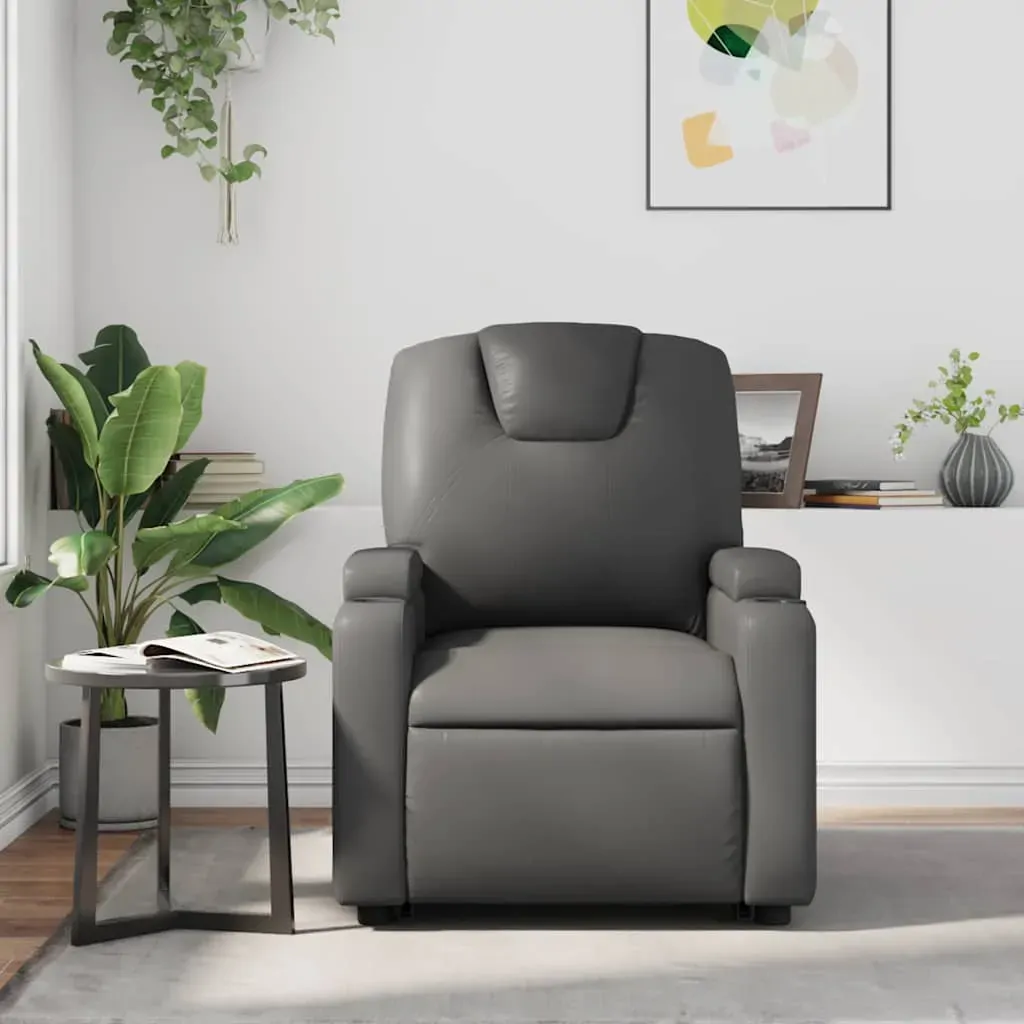 Massage Recliner Chair Grey Faux Leather Price