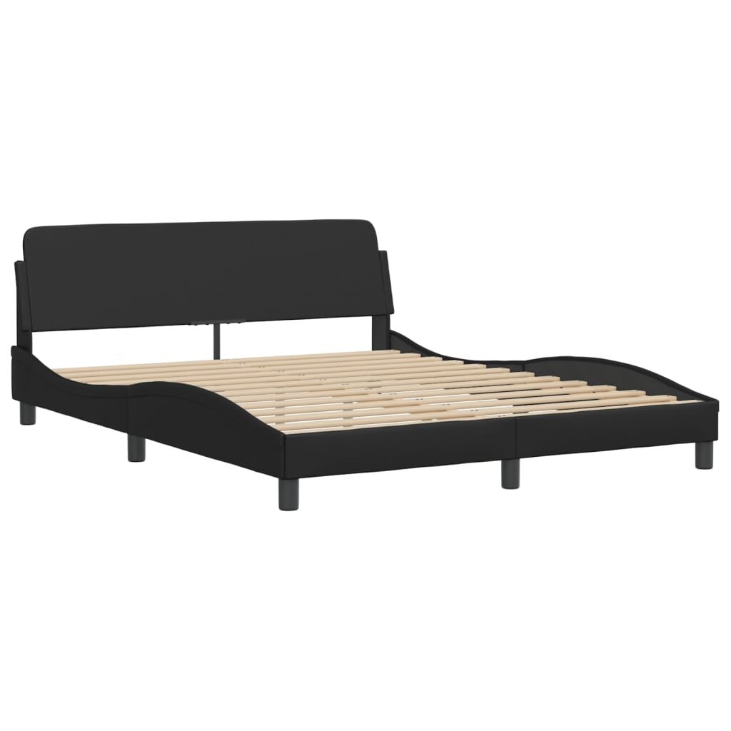 Bed Frame without Mattress Black 152x203 cm Queen Faux Leather Price