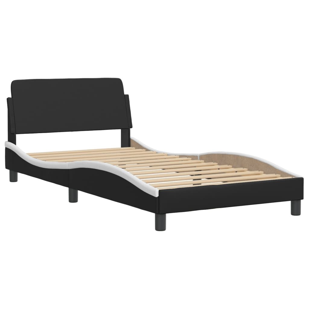 Bed Frame without Mattress Black and White 107x203 cm King Single Faux Leather Price