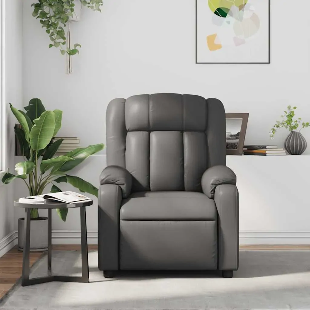 Massage Recliner Chair Grey Faux Leather Price