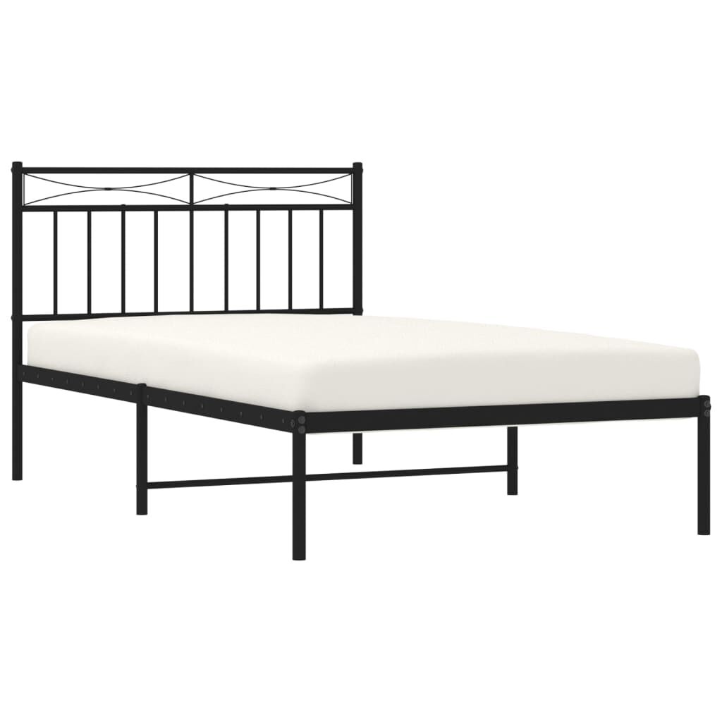 Metal Bed Frame without Mattress with Headboard Black 107x203 cm King Single Price