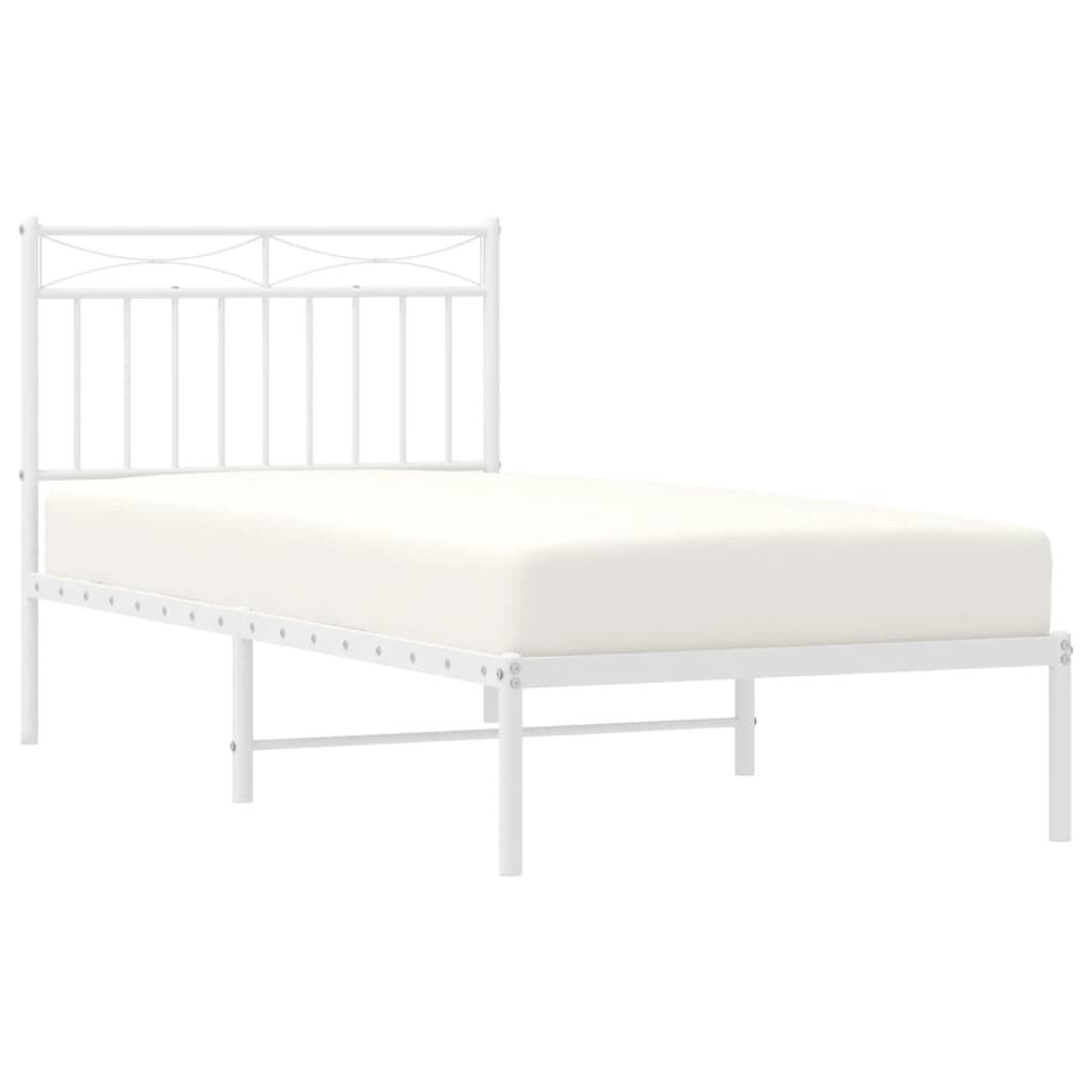 Metal Bed Frame without Mattress with Headboard White 90x190 cm Price