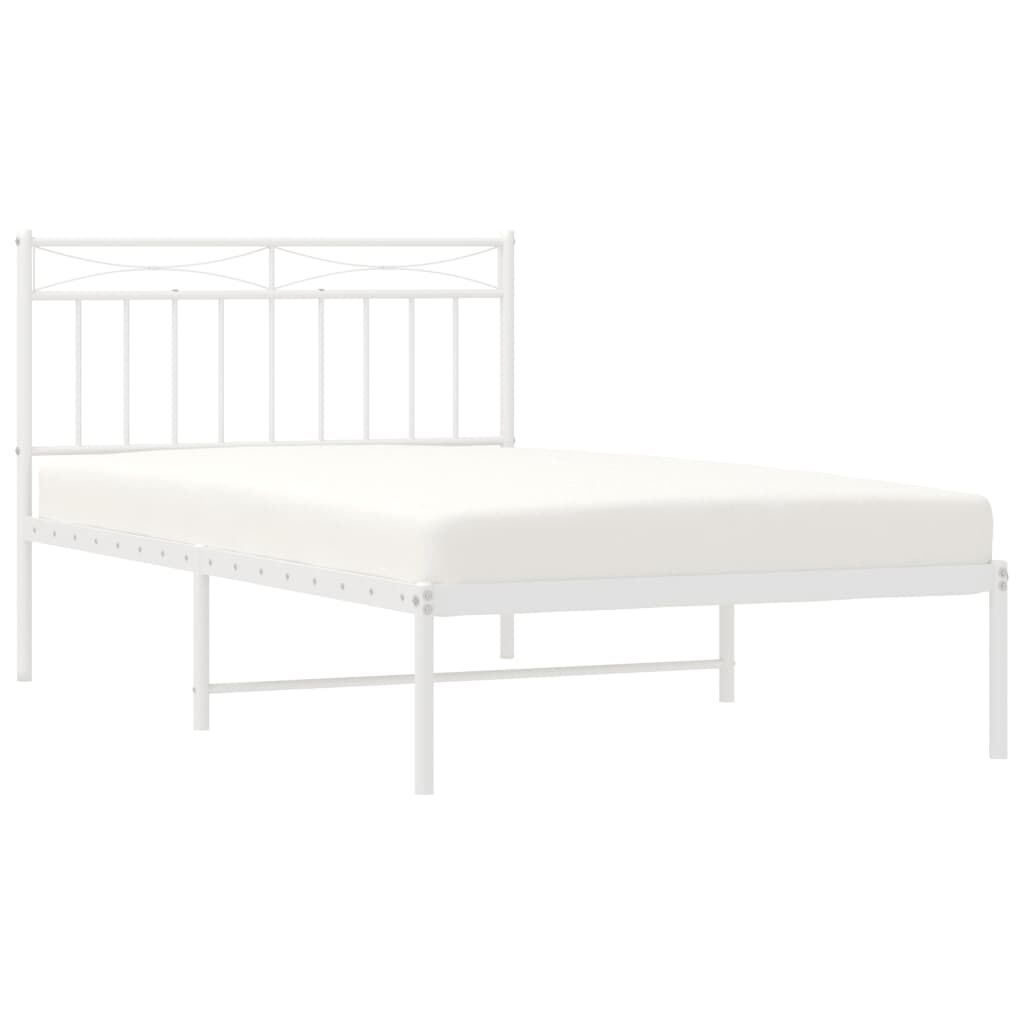 Metal Bed Frame without Mattress with Headboard White 107x203 cm King Single Price