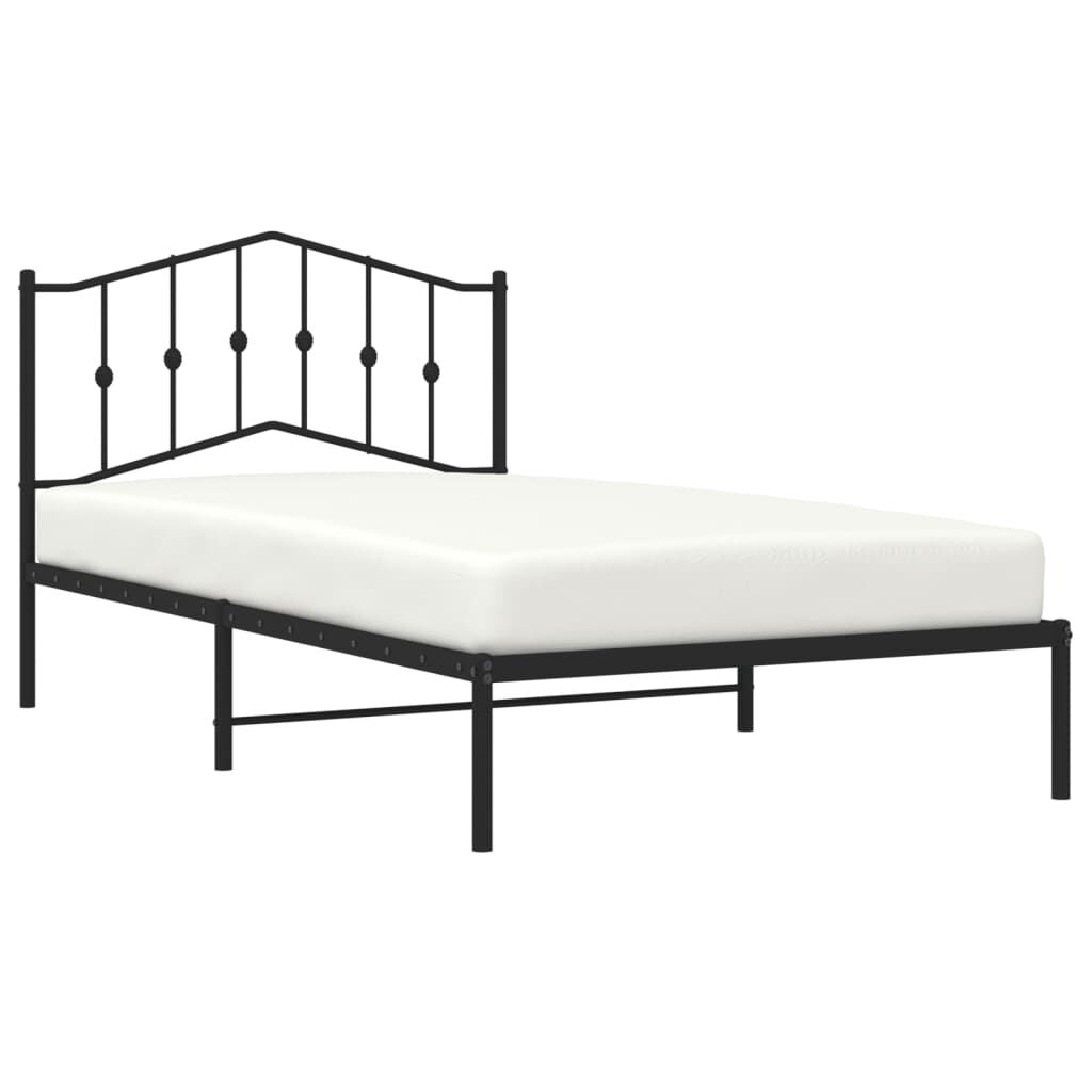 Metal Bed Frame without Mattress with Headboard Black 107x203 cm King Single Price
