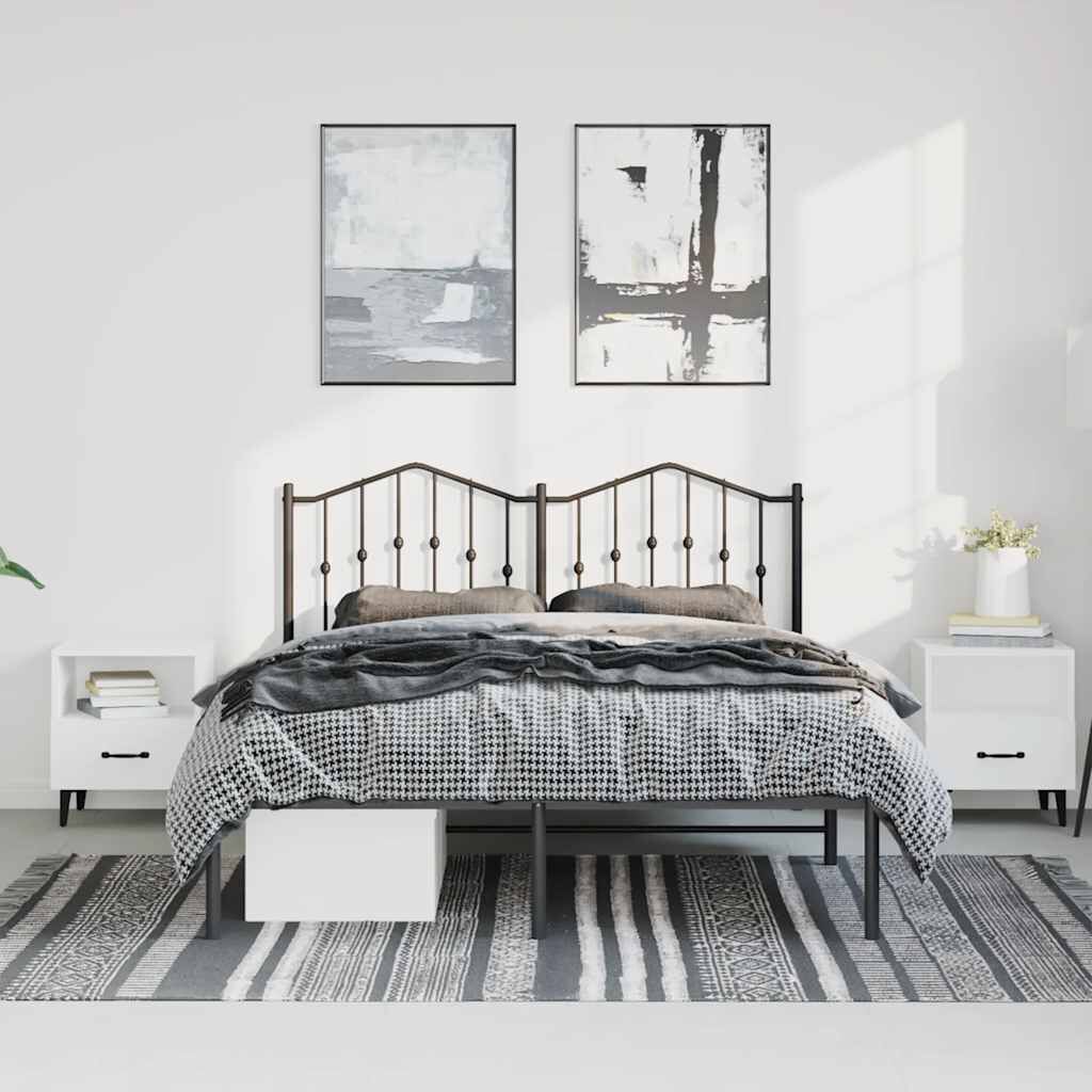 Metal Bed Frame without Mattress with Headboard Black 150x200 cm Price