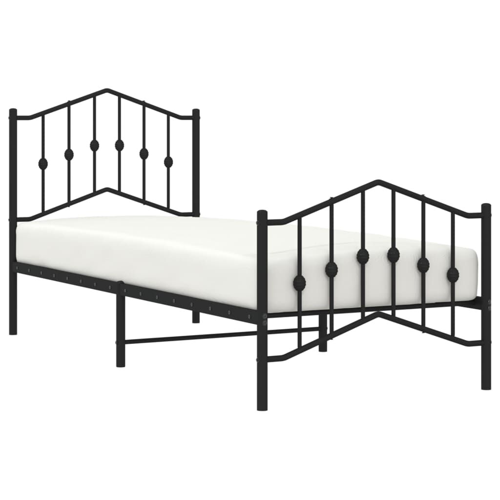 Metal Bed Frame without Mattress with Footboard Black 90x190 cm Price