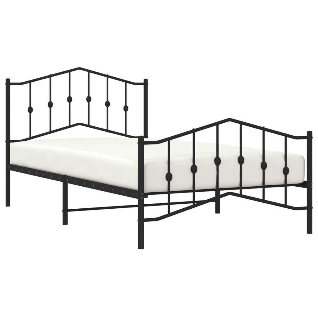 Metal Bed Frame without Mattress with Footboard Black 107x203 cm King Single Price