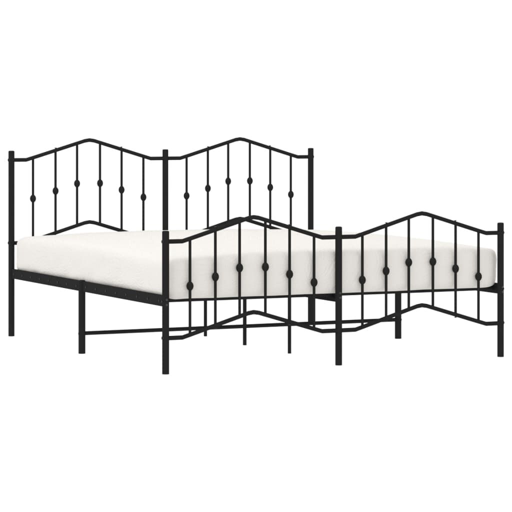 Metal Bed Frame without Mattress with Footboard Black 183x203 cm King Price