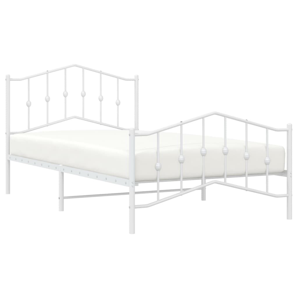 Metal Bed Frame without Mattress with Footboard White 107x203 cm King Single Price
