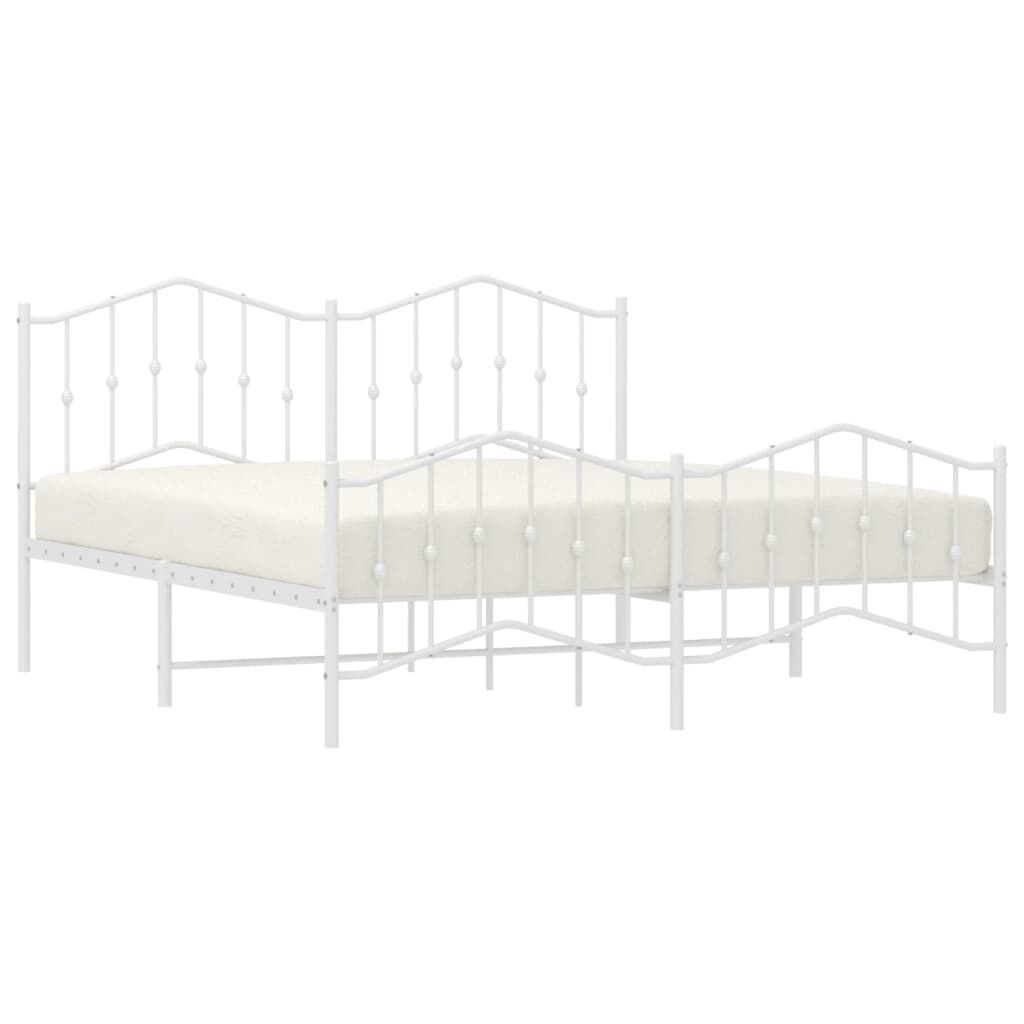 Metal Bed Frame without Mattress with Footboard White 183x203 cm King Price