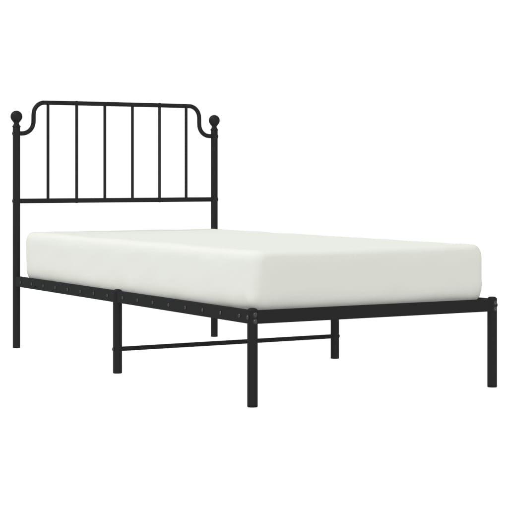 Metal Bed Frame without Mattress with Headboard Black 90x190 cm Price