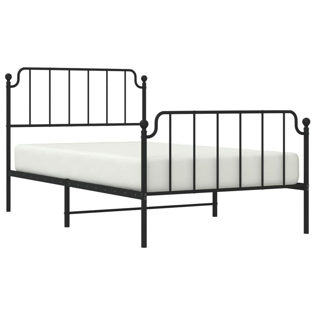 Metal Bed Frame without Mattress with Footboard Black 107x203 cm King Single Price