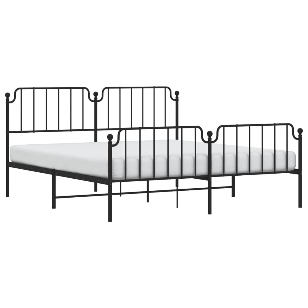 Metal Bed Frame without Mattress with Footboard Black 183x203 cm King Price