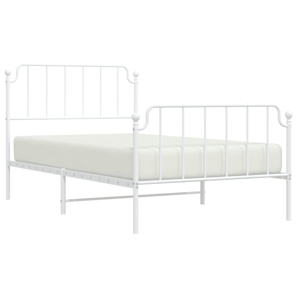 Metal Bed Frame without Mattress with Footboard White 107x203 cm King Single Price