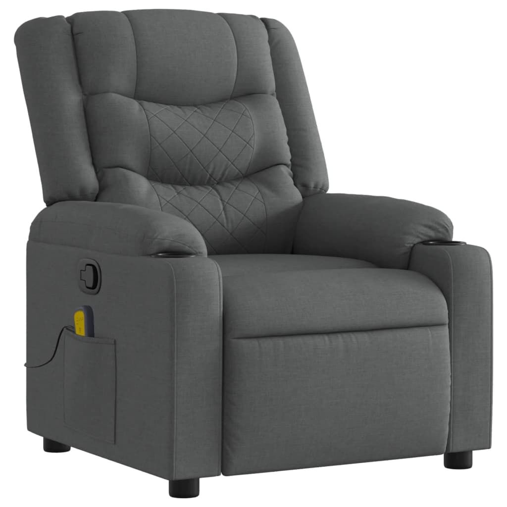 Massage Recliner Chair Dark Grey Fabric Price