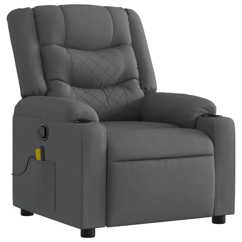Massage Recliner Chair Dark Grey Fabric Price
