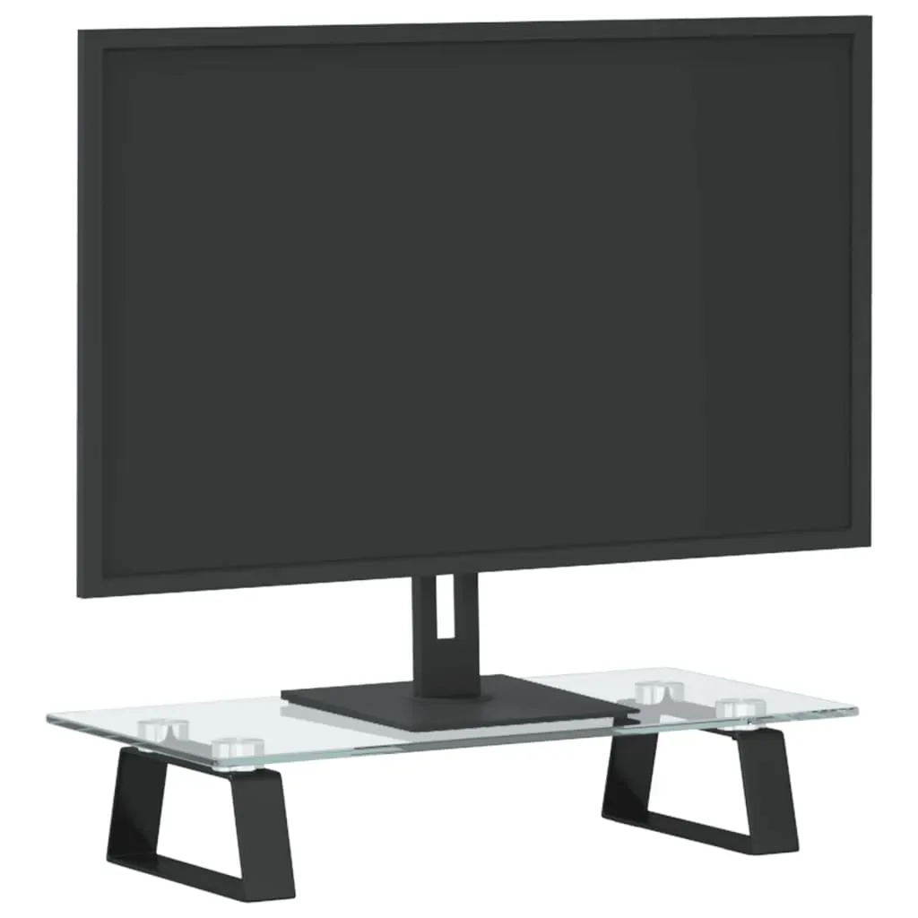 Monitor Stand Black 40x20x8 cm Tempered Glass and Metal Price