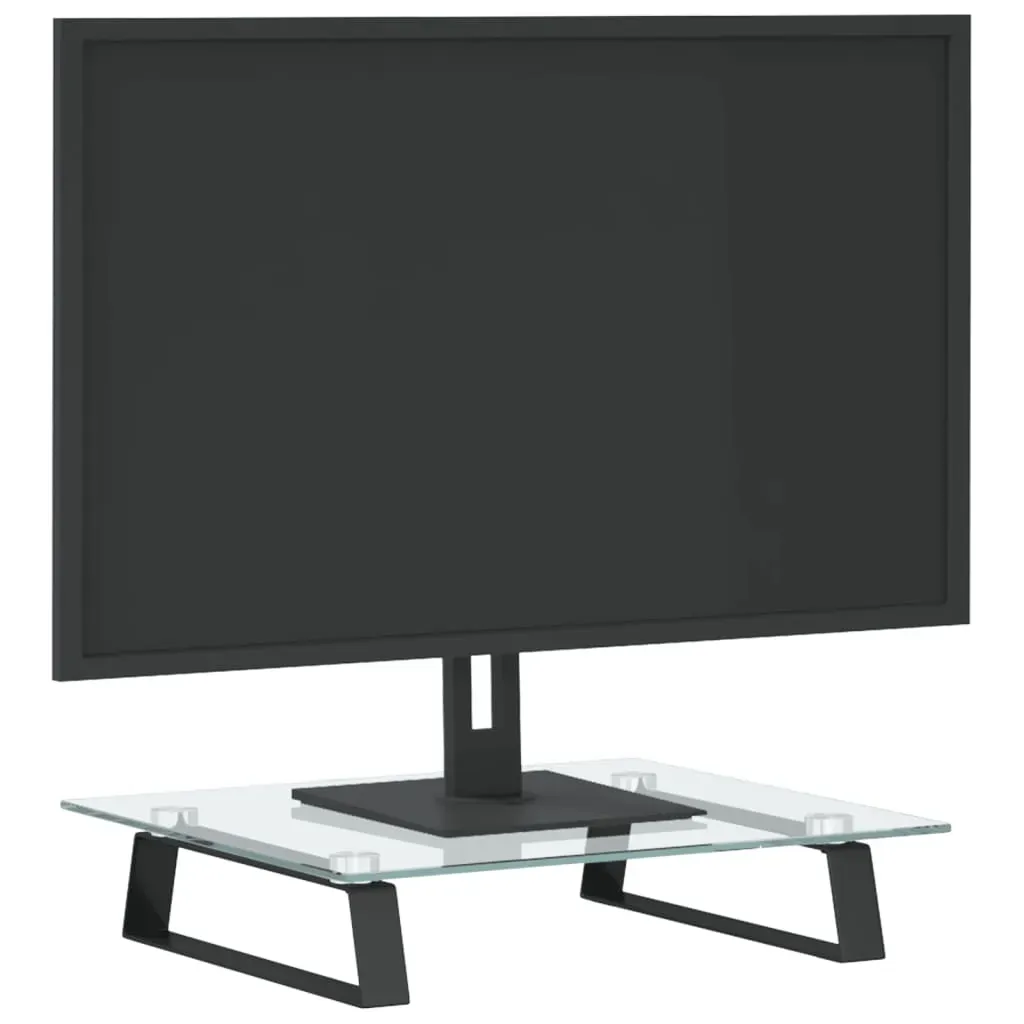Monitor Stand Black 40x35x8 cm Tempered Glass and Metal Price