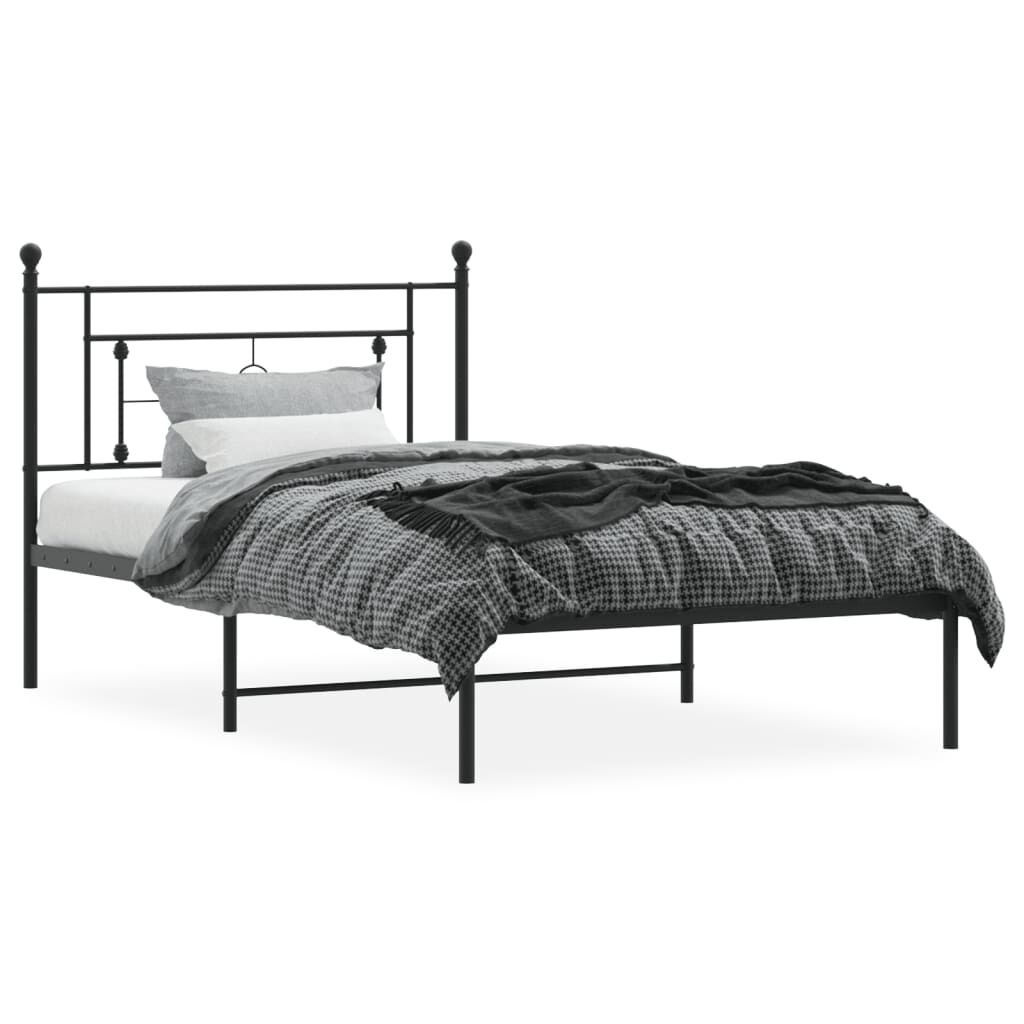 Metal Bed Frame without Mattress with Headboard Black 107x203 cm King Single Price