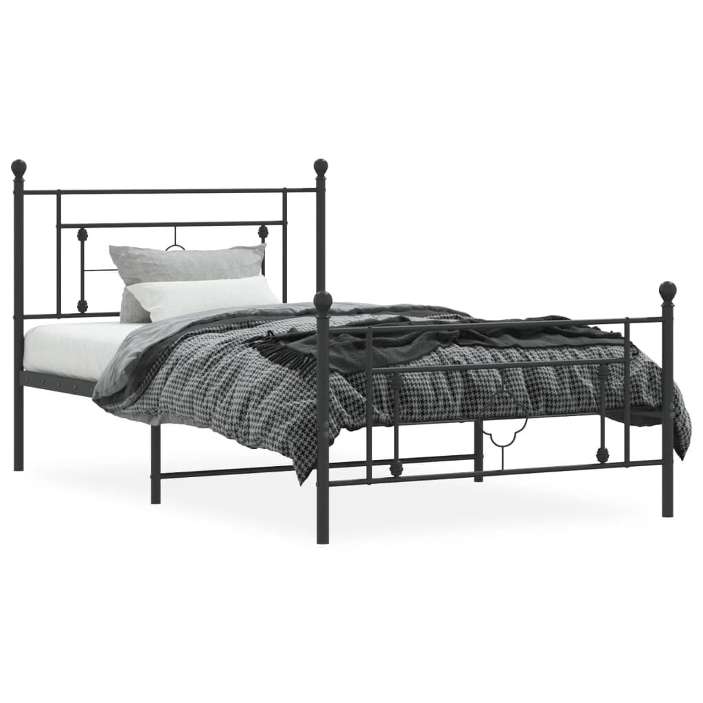 Metal Bed Frame without Mattress with Footboard Black 107x203 cm King Single Price