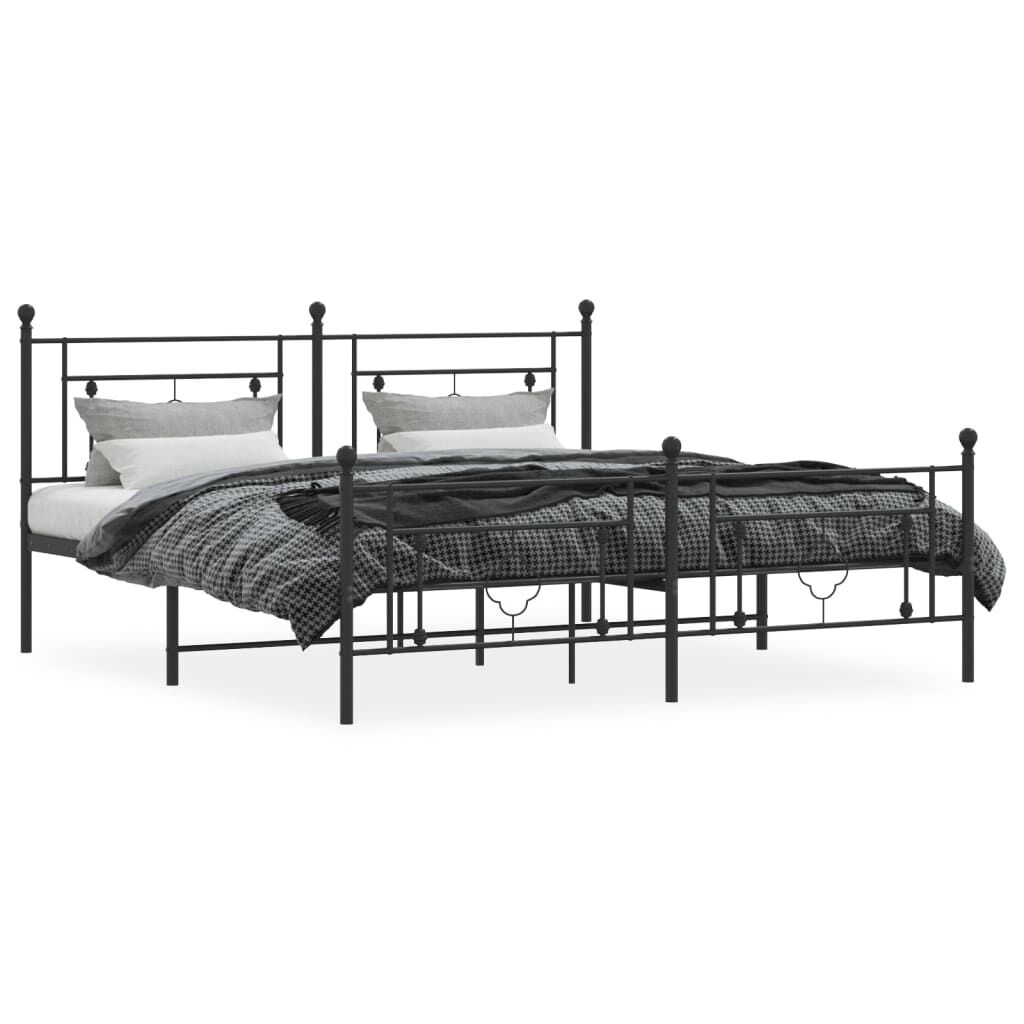 Metal Bed Frame without Mattress with Footboard Black 183x203 cm King Price