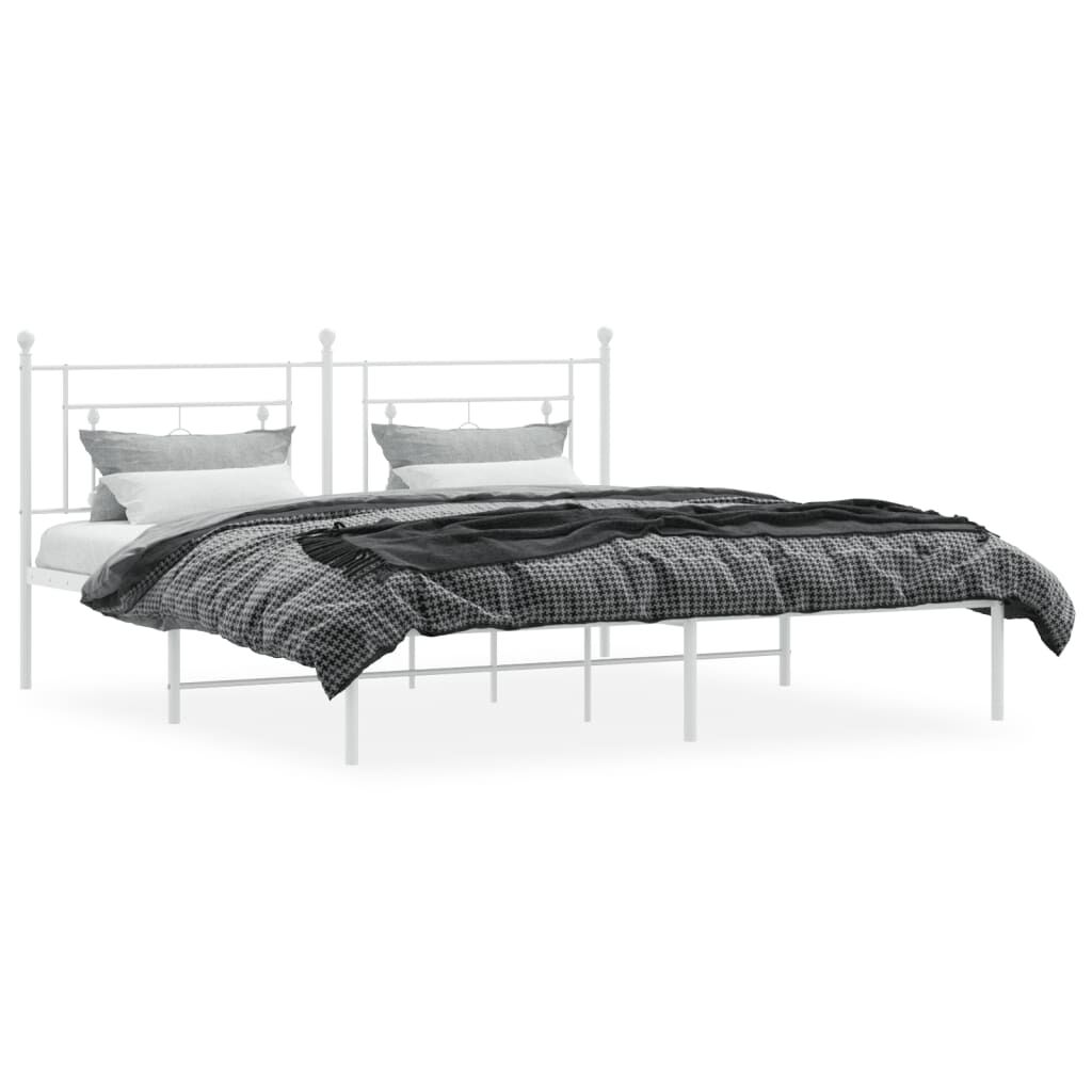 Metal Bed Frame without Mattress with Headboard White 183x203 cm King Price