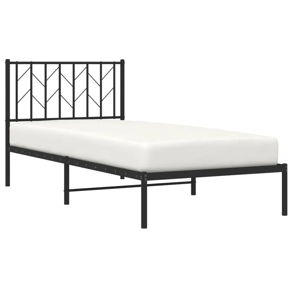 Metal Bed Frame without Mattress with Headboard Black 90x190 cm Price
