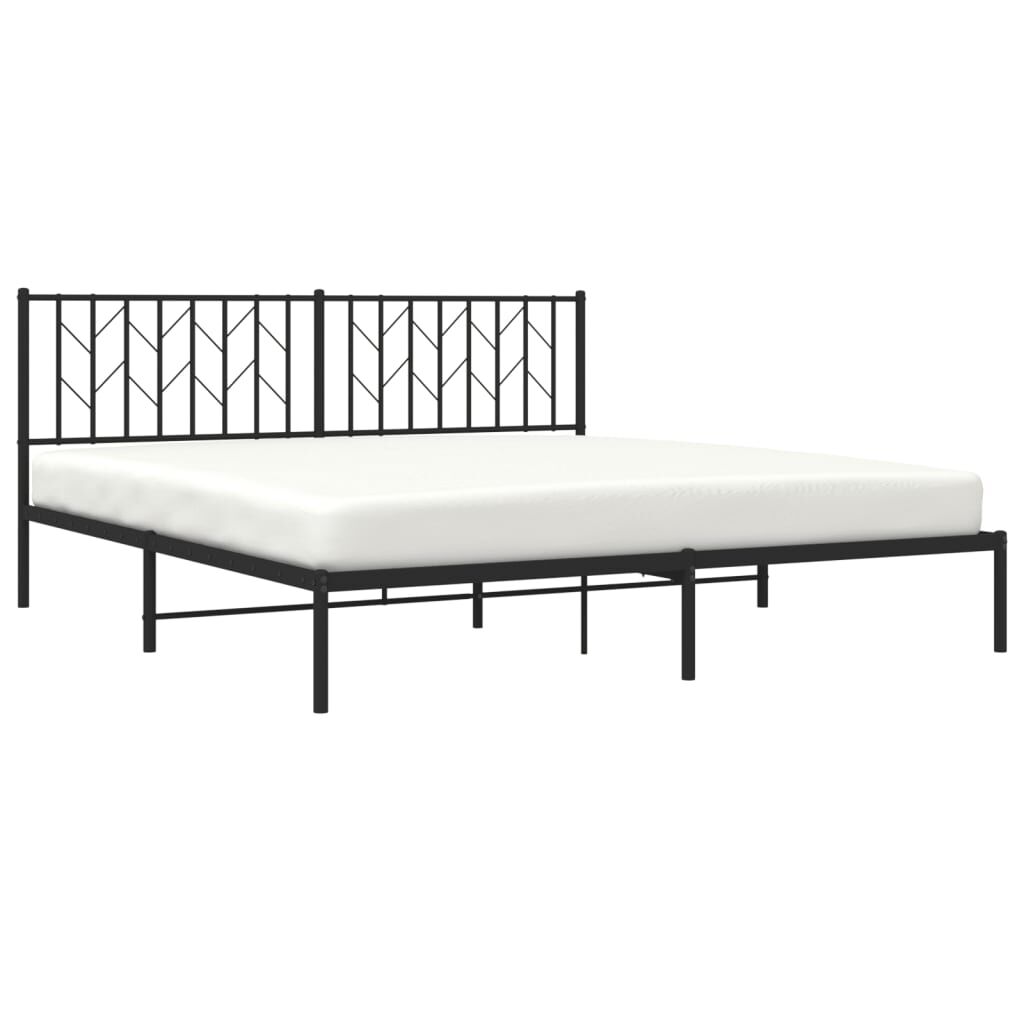 Metal Bed Frame without Mattress with Headboard Black 183x203 cm King Price