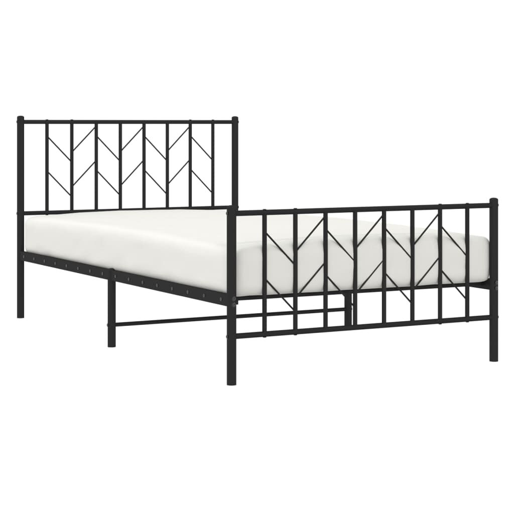 Metal Bed Frame without Mattress with Footboard Black 107x203 cm King Single Price