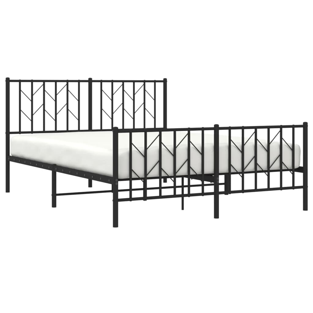 Metal Bed Frame without Mattress with Footboard Black 135x190 cm Price