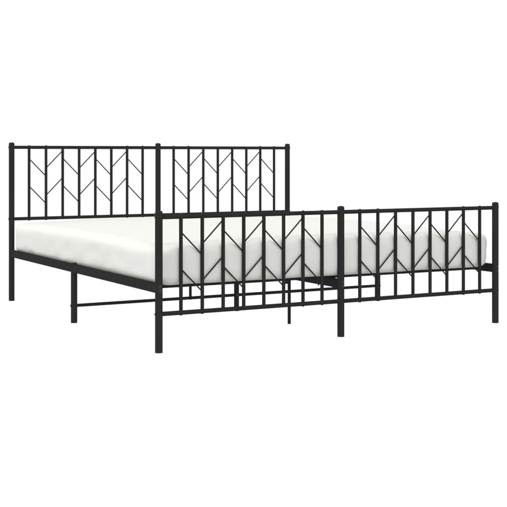 Metal Bed Frame without Mattress with Footboard Black 183x203 cm King Price