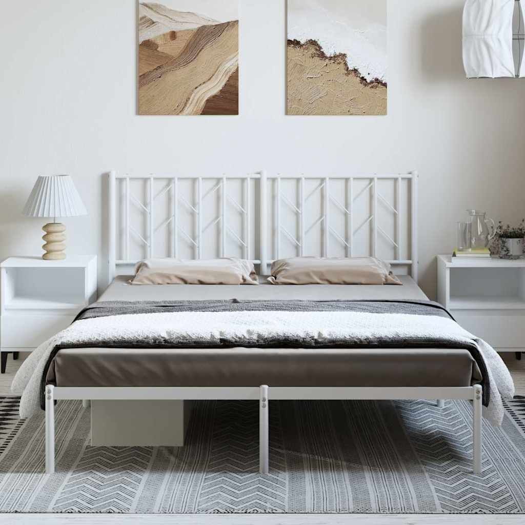 Metal Bed Frame without Mattress with Headboard White 150x200 cm Price