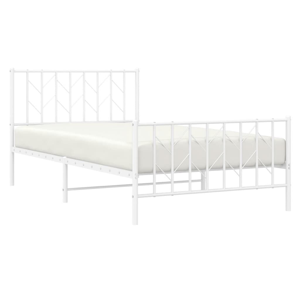 Metal Bed Frame without Mattress with Footboard White 107x203 cm King Single Price
