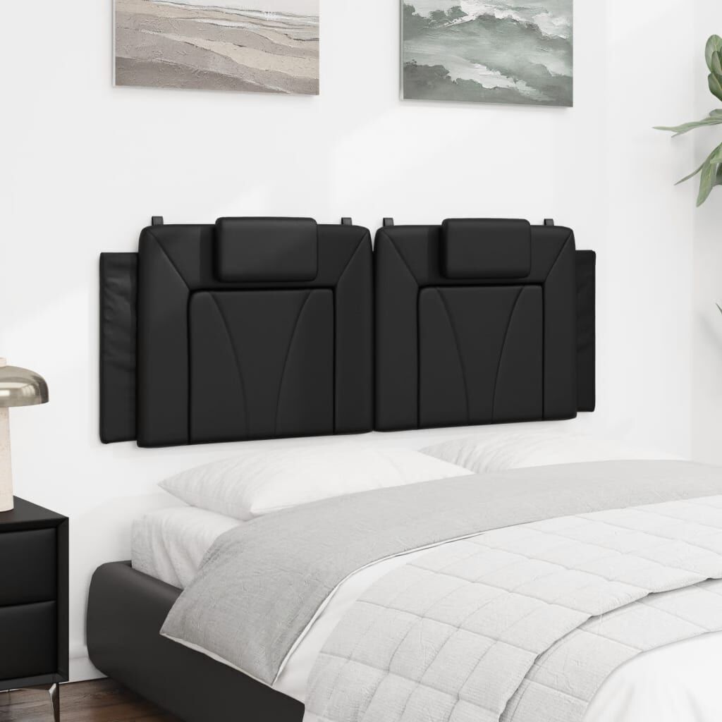 Headboard Cushion Black 137 cm Double Faux Leather Price
