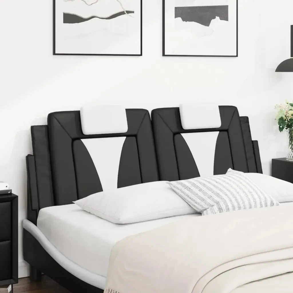 Headboard Cushion "Viana" Black and White 137 cm Double Faux Leather Price