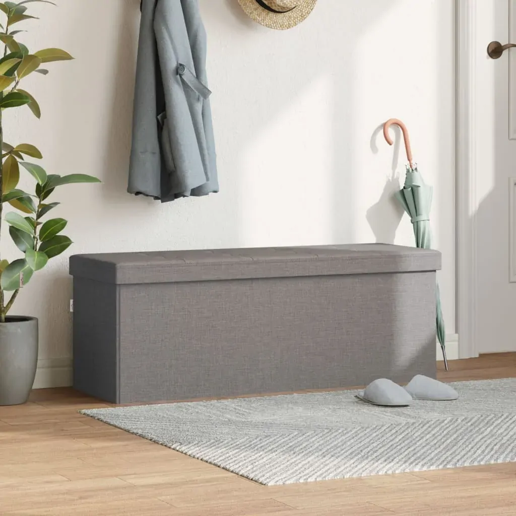 Storage Bench Foldable Light Grey Faux Linen Price