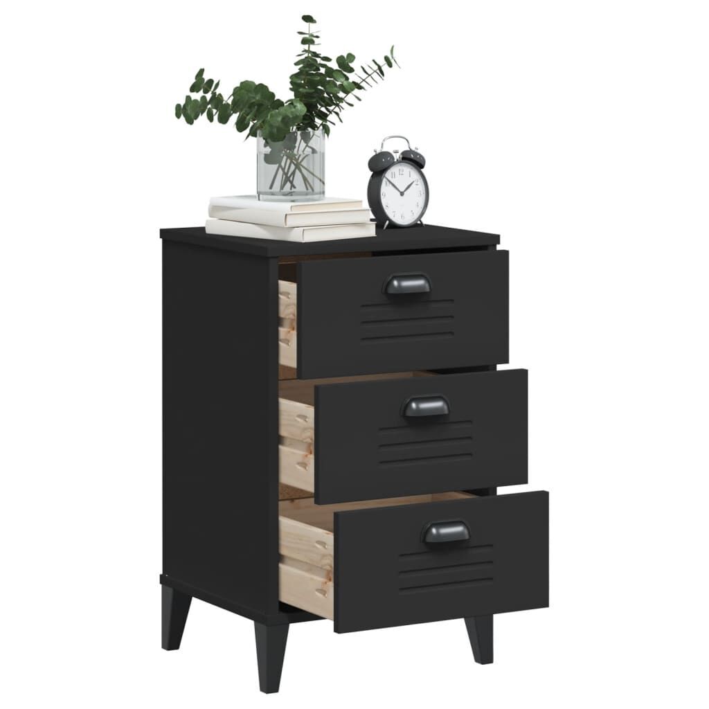 Bedside Cabinet VIKEN Black Engineered Wood Price