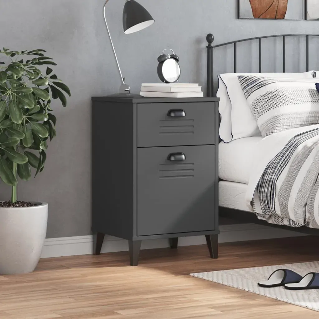 Bedside Cabinet VIKEN Anthracite Grey Engineered Wood Price