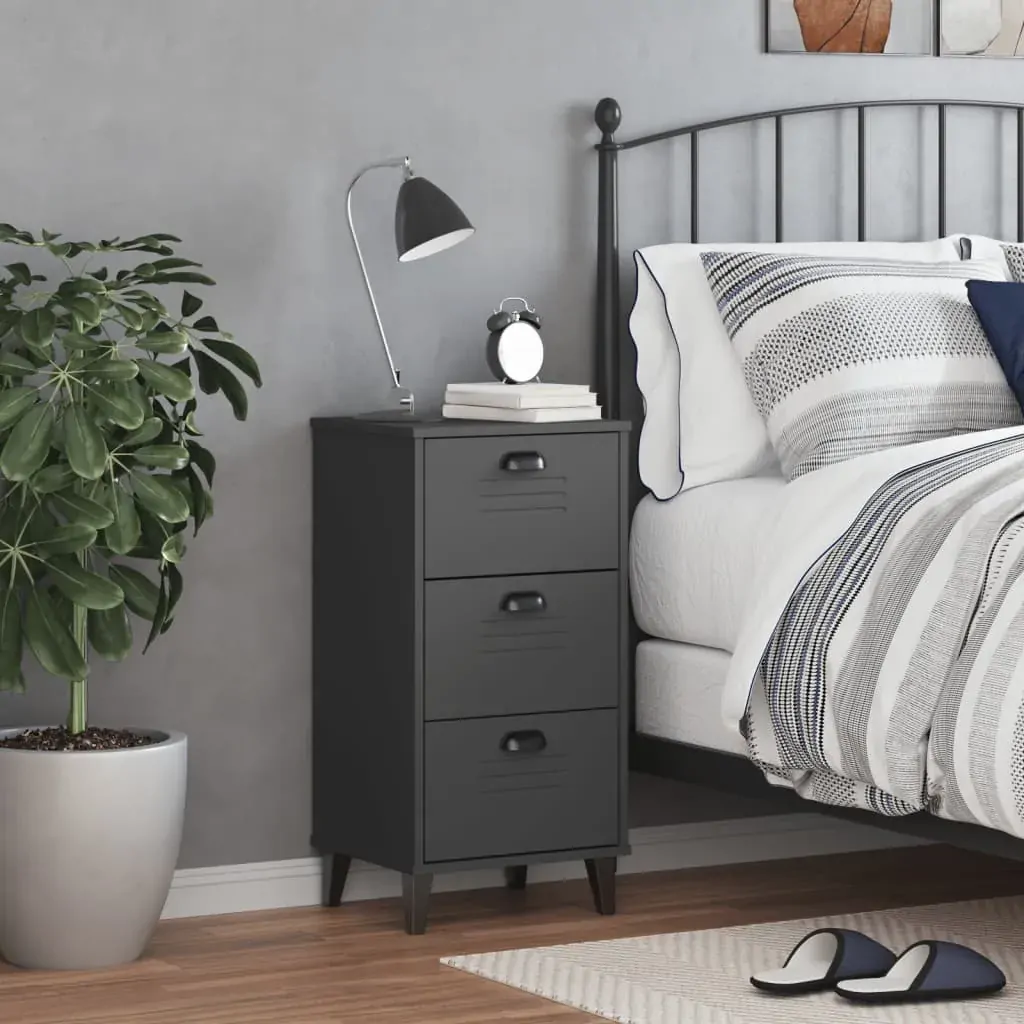 Bedside Cabinet VIKEN Anthracite Grey Engineered Wood Price