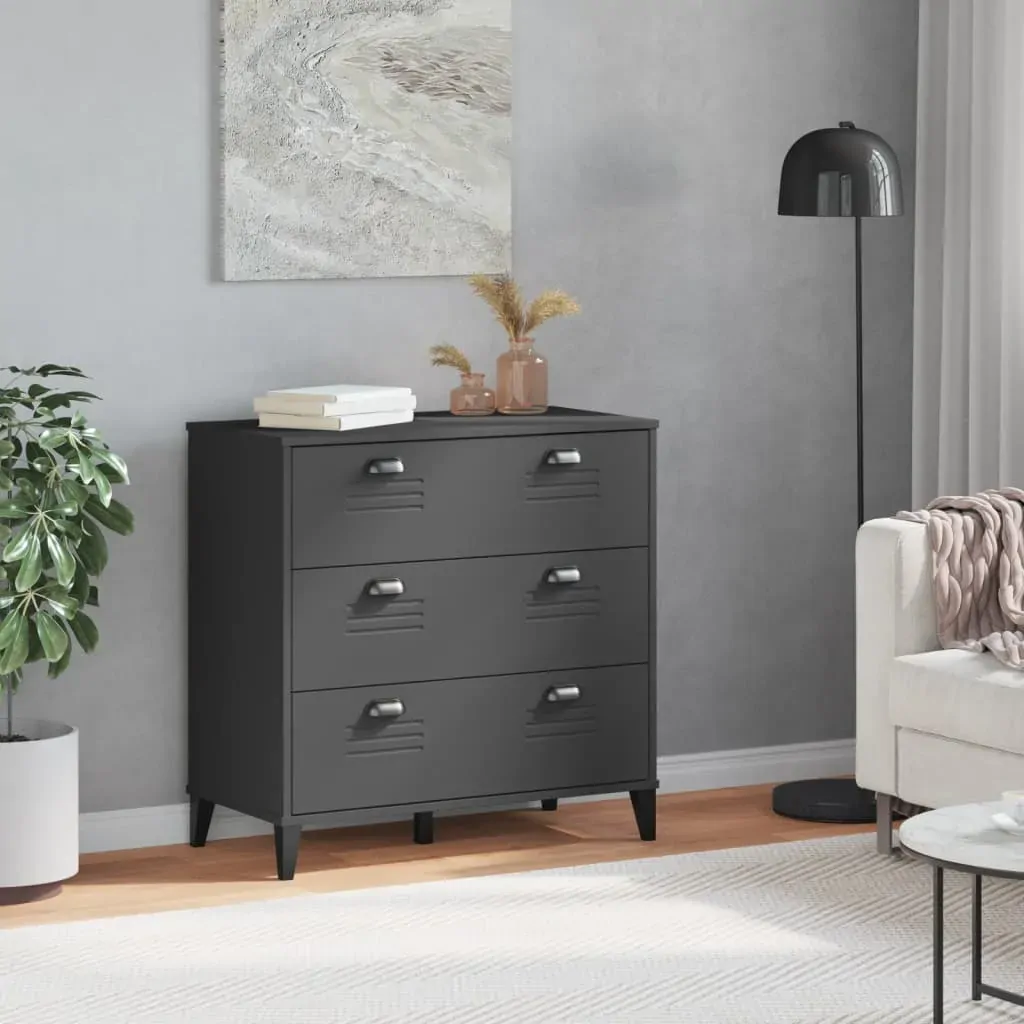 Drawer Cabinet VIKEN Anthracite Grey Engineered Wood Price