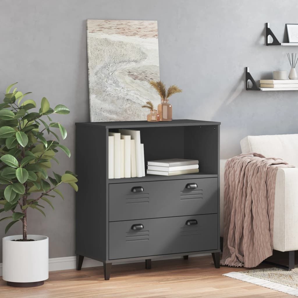 Bookcase VIKEN Anthracite Grey 80x40x90 cm Engineered Wood Price