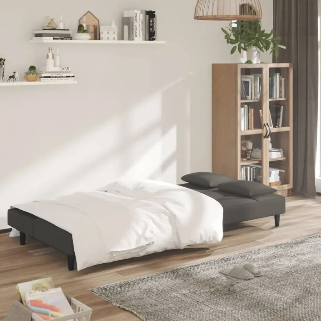 2-Seater Sofa Bed with Two Pillows Dark Grey Velvet Price