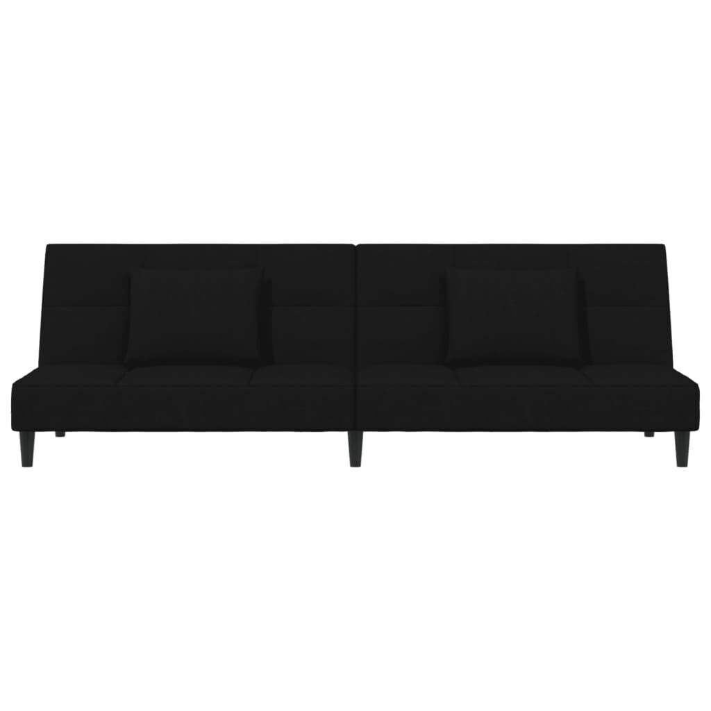 2-Seater Sofa Bed with Two Pillows Black Velvet Price