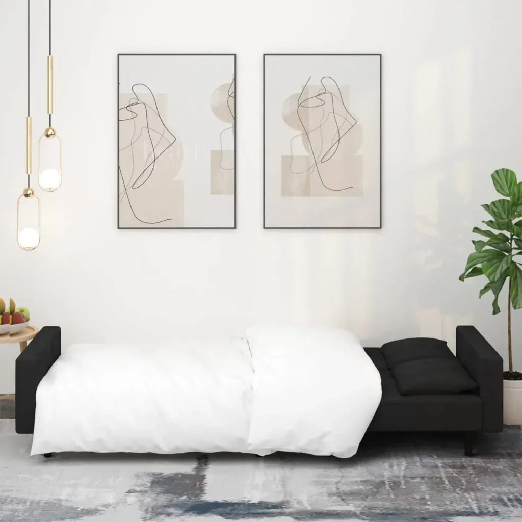 2-Seater Sofa Bed with Two Pillows Black Velvet Price
