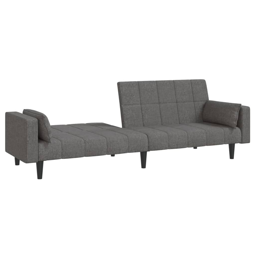 2-Seater Sofa Bed with Two Pillows Light Grey Fabric Price