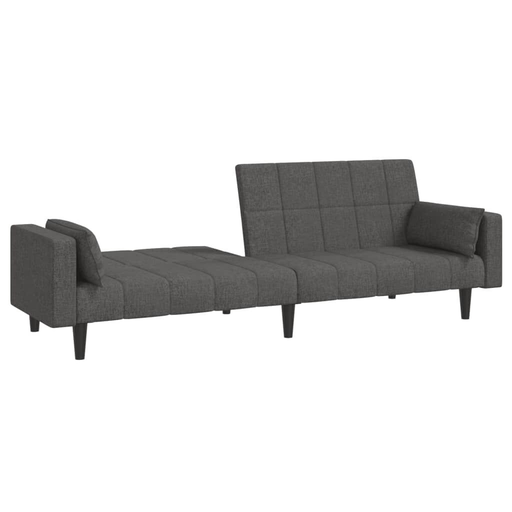 2-Seater Sofa Bed with Two Pillows Dark Grey Fabric Price