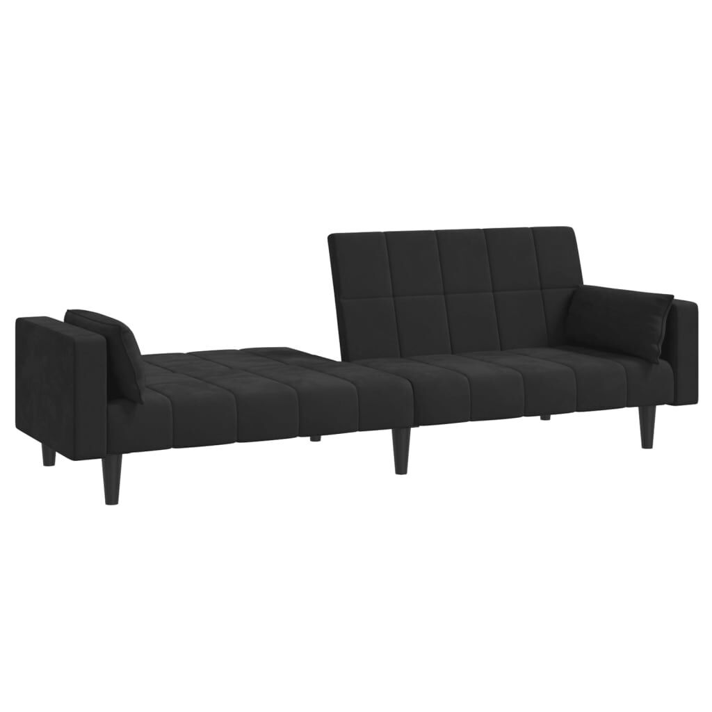 2-Seater Sofa Bed with Two Pillows Black Velvet Price