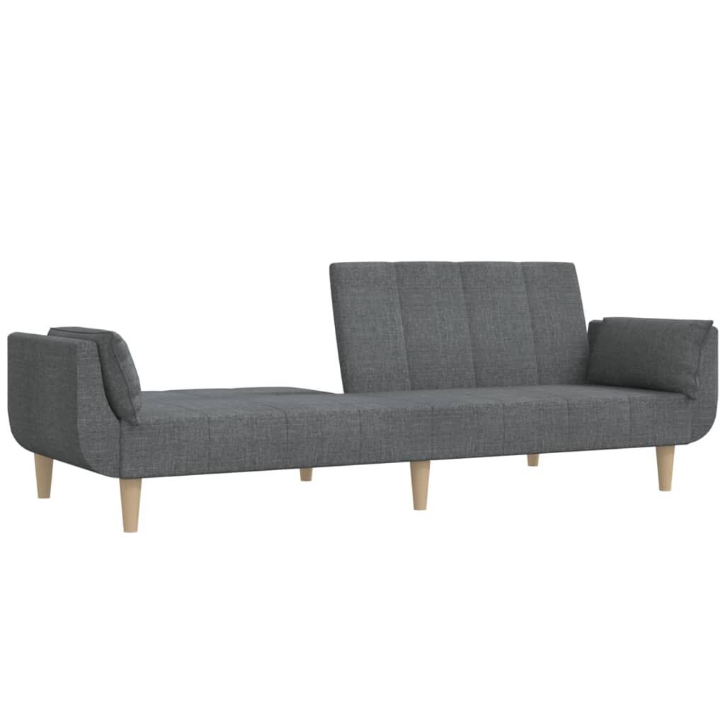 2-Seater Sofa Bed with Two Pillows Light Grey Fabric Price