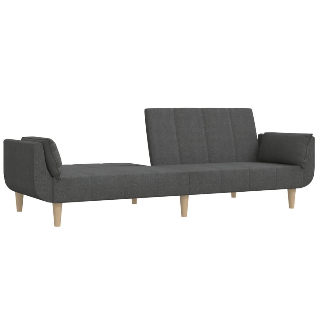 2-Seater Sofa Bed with Two Pillows Dark Grey Fabric Price
